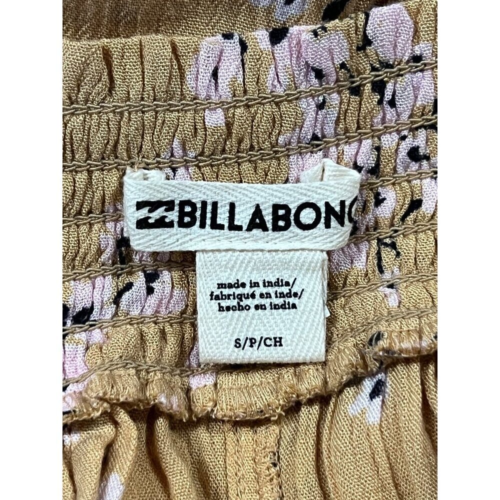 Billabong Women Yellow Floral Wide Leg Pant Size Small S Stretch Layer New - Picture 7 of 9